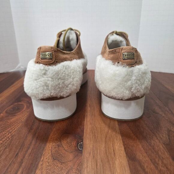 Australia Luxe Collective Suede And Sherling Tan and White Platform Oxford Sz 7 - Picture 7 of 16